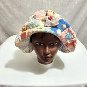 Vintage upcycled quilt/flour sack/ handmade hat